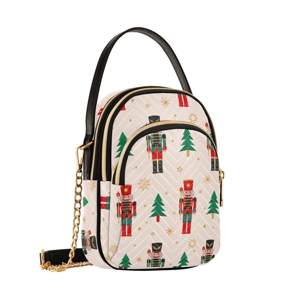 3790 Christmas Cell Phone Purse Nutcrackers Soldier Golden Snowflake